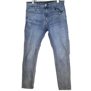 Levis 512 Jeans Mens 33x32 Slim Taper Stretch Denim Blue Whiskered Zip Fly